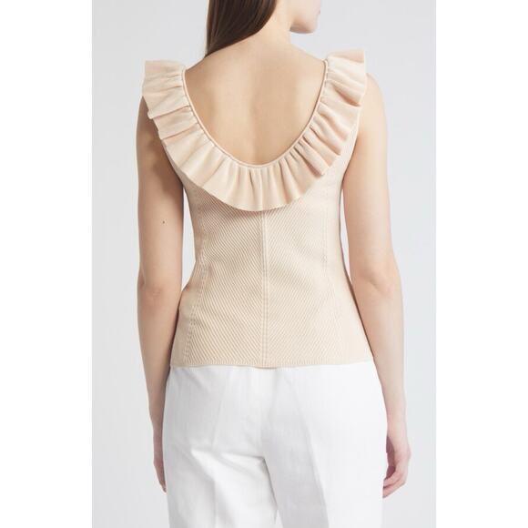 NWT Ted Baker London Samaha Ruffle Neck Light Pink Knit Sleeveless Sweater - Picture 2 of 7